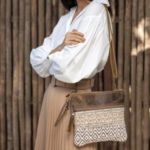 Myra Bag Contentment small crossbody purse upcycled canvas rug